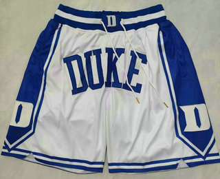 Men's Duke Blue Devils White Just Don Shorts