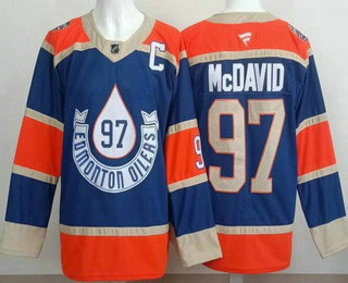 Men's Edmonton Oilers #97 Connor McDavid Blue Heritage Classic Authentic Jersey
