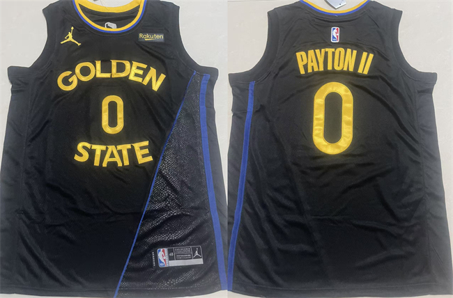 Men's Golden State Warriors #0 Gary Payton II Black 2024-25 Statement Edition Stitched Basketball Jersey