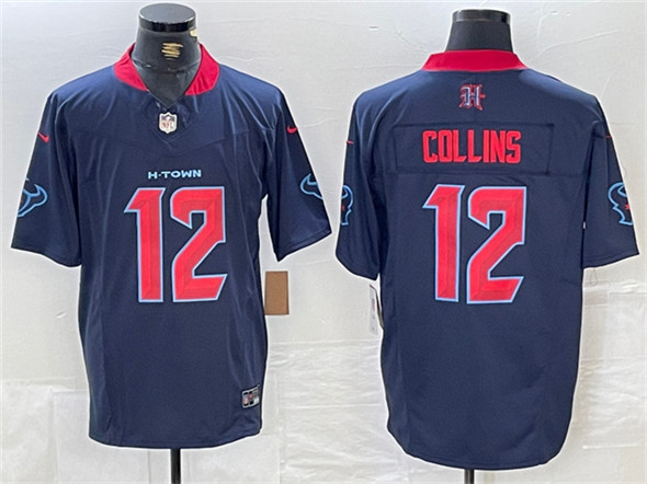 Men's Houston Texans #12 Nico Collins Navy 2nd Alternate F.U.S.E. Vapor Limited Football Stitched Jersey