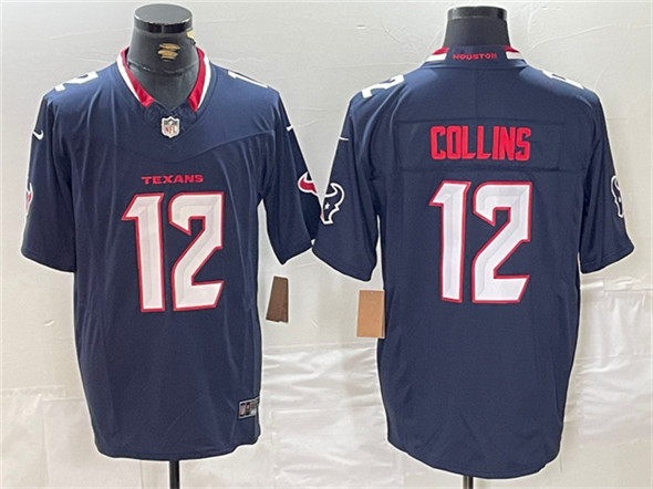 Men's Houston Texans #12 Nico Collins Navy F.U.S.E. Vapor Limited Football Stitched Jersey