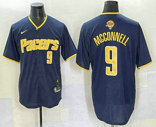 Men's Indiana Pacers #9 TJ McConnell Navy 2025 Finals Vapor Stitched Baseball Jersey