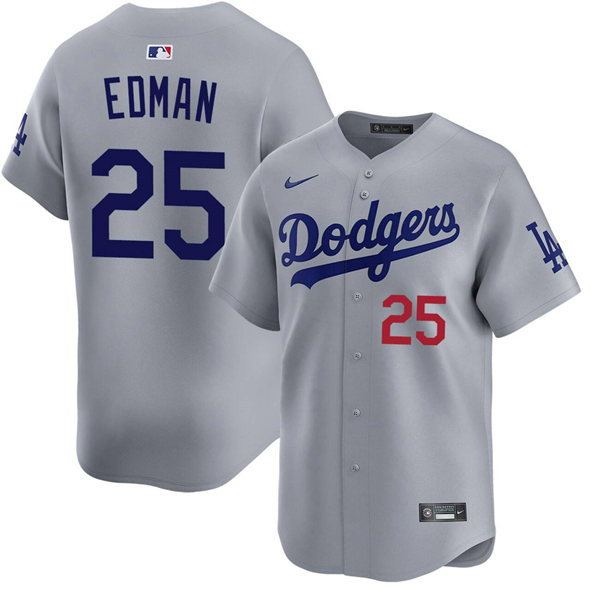 Men's Los Angeles Dodgers #25 Tommy Edman Gray Limited Stitched Baseball Jersey