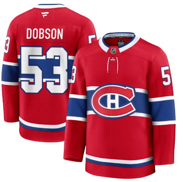 Men's Montreal Canadiens #53 Noah Dobson Fanatics Red Home Premium Stitched Jersey