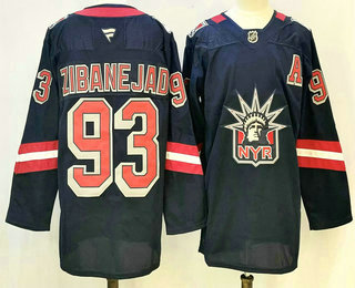 Men's New York Rangers #93 Mika Zibanejad Navy Reverse Retro Authentic Jersey