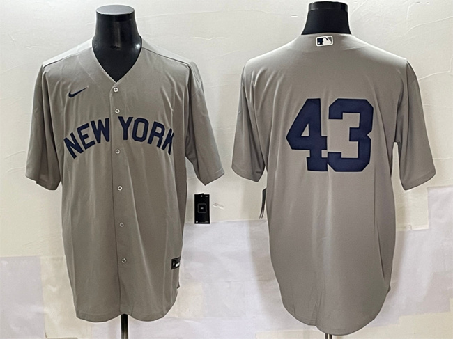 Men's New York Yankees #43 Jonathan Loáisiga Gray Cool Base Stitched Baseball Jersey