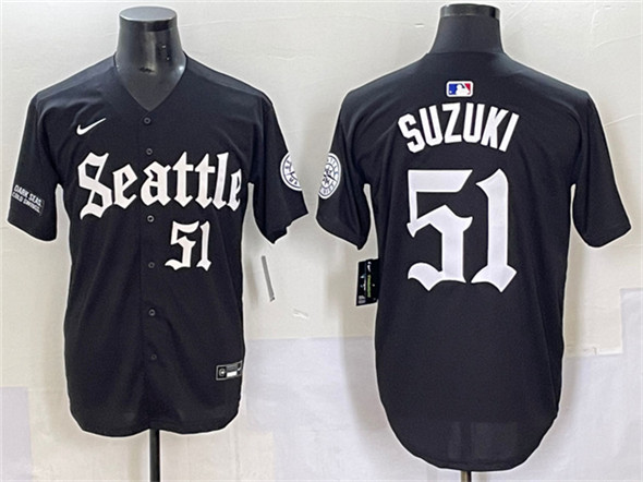 Men's Seattle Mariners #51 Ichiro Suzuki Black 'Deep Sea Gothic Edition' Vapor Premier Limited Stitched Baseball Jersey