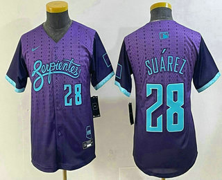 Youth Arizona Diamondbacks #28 Eugenio Suarez Number Purple 2025 City Connect Limited Jersey