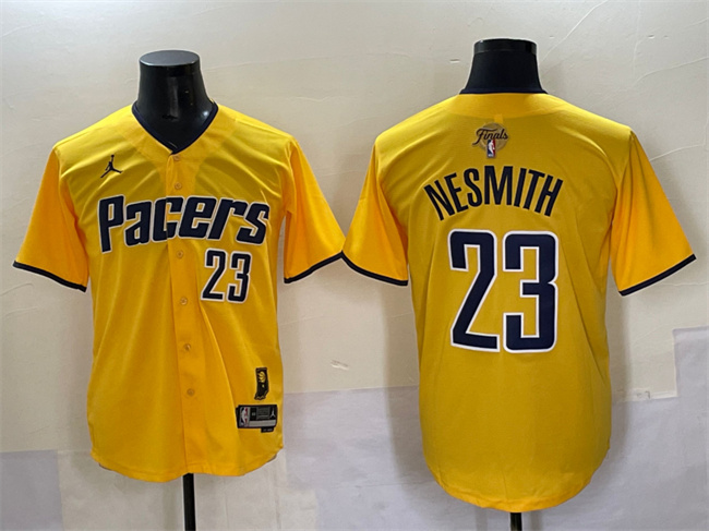 Men's Indiana Pacers #23 Aaron Nesmith Yellow 2025 Finals Vapor Stitched Baseball Jersey