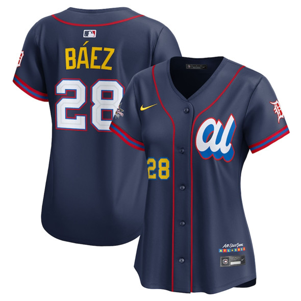 Women's American League #28 Javier Báez Navy 2025 All-Star Edition Limited Stitched Baseball Jersey(Run Small)