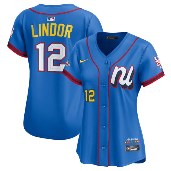 Women's National League #12 Francisco Lindor Blue 2025 All-Star Edition Limited Stitched Baseball Jersey(Run Small)