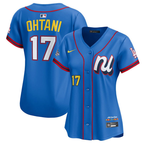 Women's National League #17 Shohei Ohtani Blue 2025 All-Star Edition Limited Stitched Baseball Jersey(Run Small)