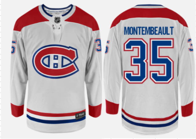 Men's Montreal Canadiens #35 Samuel Montembeault Fanatics Awway White Jersey
