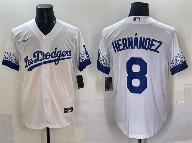 Men's Los Angeles Dodgers #8 Enrique Hernández White City Connect Cool Base Stitched Jersey