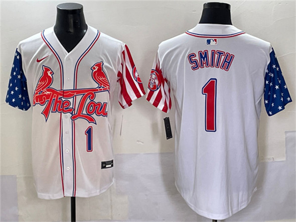 Men's St. Louis Cardinals #1 Ozzie Smith White Independence Day Vapor Premier Limited Stitched Baseball Jersey