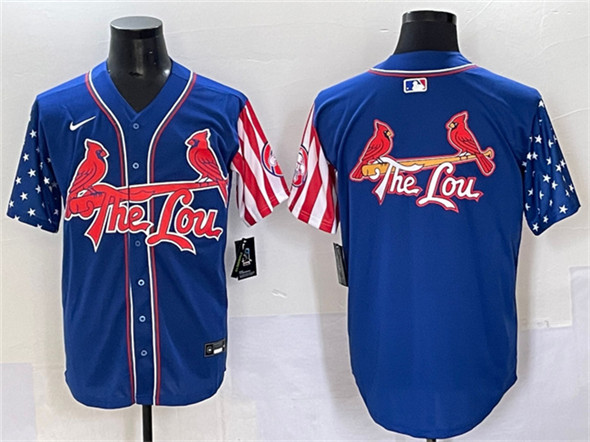 Men's St. Louis Cardinals Team Big Logo Royal Independence Day Vapor Premier Limited Stitched Baseball Jerseys
