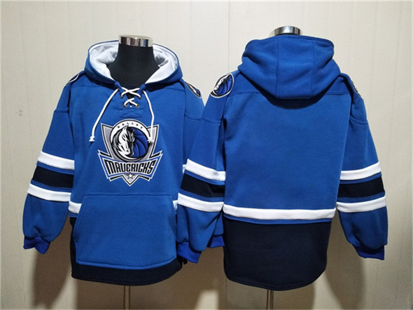 Men's Dallas Mavericks Blank Blue Navy Ageless Must-Have Lace-Up Pullover Hoodie
