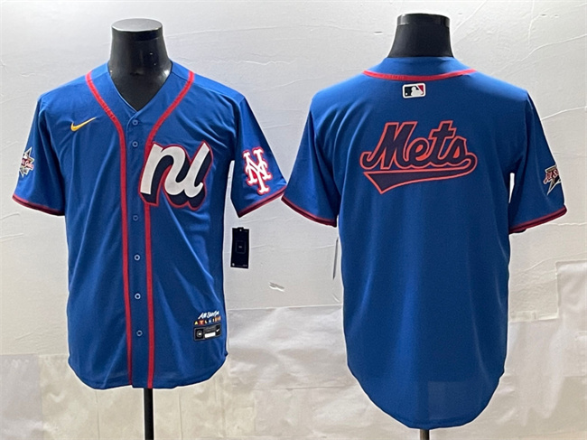 Men's National League New York Mets Team Big Logo Blue 2025 All-Star Edition Limited Stitched Baseball Jersey