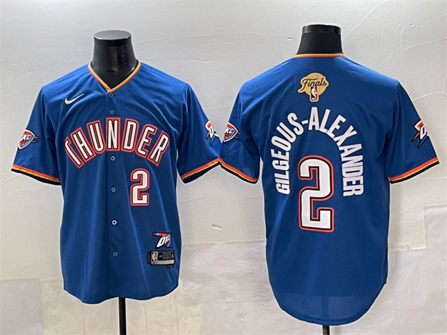 Men's Oklahoma City Thunder #2 Shai Gilgeous-Alexander Blue 2025 Finals Vapor Stitched Baseball Jersey