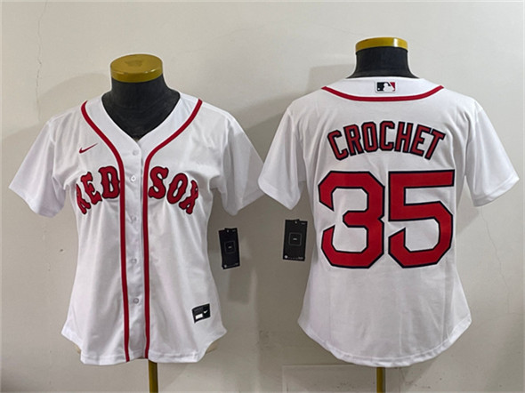 Women's Boston Red Sox #35 Garrett Crochet White Cool Base Stitched Baseball Jersey(Run Small)