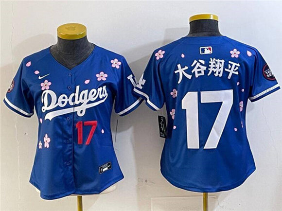 Women's Los Angeles Dodgers #17 大谷翔平 Royal 2025 Tokyo Series Limited Stitched Baseball Jersey(Run Small)