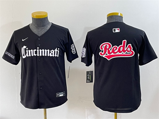 Youth Cincinnati Reds #77 Rece Hinds Black 2023 City Connect Stitched Baseball Jersey