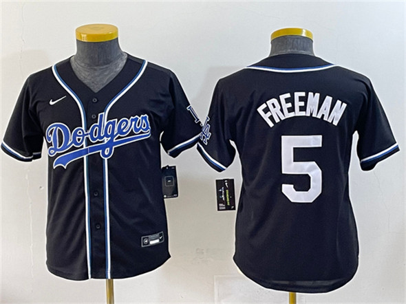 Youth Los Angeles Dodgers #5 Freddie Freeman Black Stitched Baseball Jersey