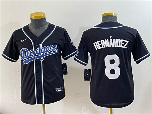 Youth Los Angeles Dodgers #8 Enrique Hernández Black Stitched Baseball Jersey
