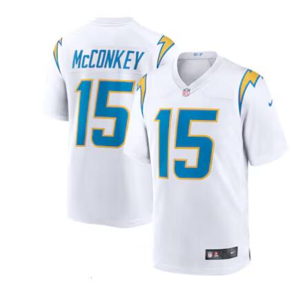 Men's Nike Ladd McConkey #15 White Los Angeles Chargers Game Jersey