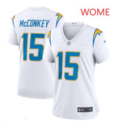 Women's Nike Ladd McConkey #15 White Los Angeles Chargers Game Jersey