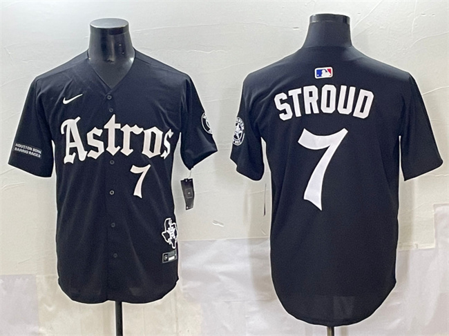 Men's Houston Astros #7 C.J. Stroud Black Gothic 'Houston Born Barrio Raised' Limited Stitched Baseball Jersey