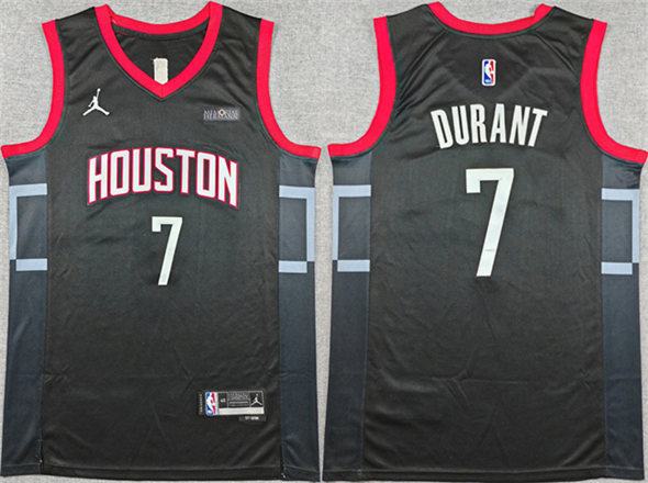 Men's Houston Rockets #7 Kevin Durant Black Statement Edition Stitched Jersey