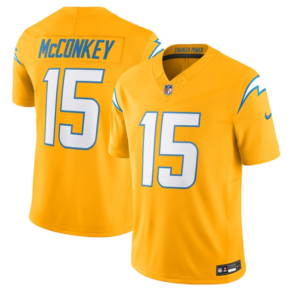 Men's Los Angeles Chargers #15 Ladd McConkey Gold 2025 F.U.S.E. AlternateVapor Limited Football Stitched Jersey