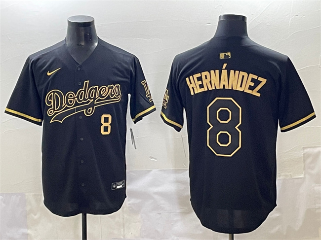 Men's Los Angeles Dodgers #8 Enrique Hernández Black Gold Limited Stitched Jersey