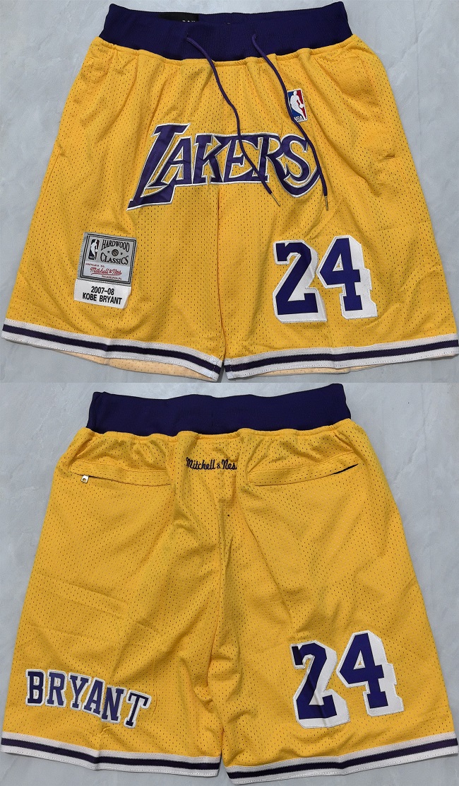 Men's Los Angeles Lakers Yellow Shorts (Run Small)