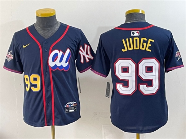 Youth American League #99 Aaron Judge Navy 2025 All-Star Edition Limited Stitched Baseball Jersey