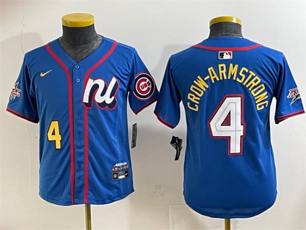 Youth National League #4 Pete Crow-Armstrong Blue 2025 All-Star Edition Limited Stitched Baseball Jersey