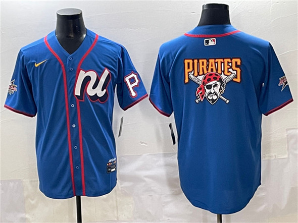 Men's National League Pittsburgh Pirates Team Big Logo Blue 2025 All-Star Edition Limited Stitched Baseball Jersey