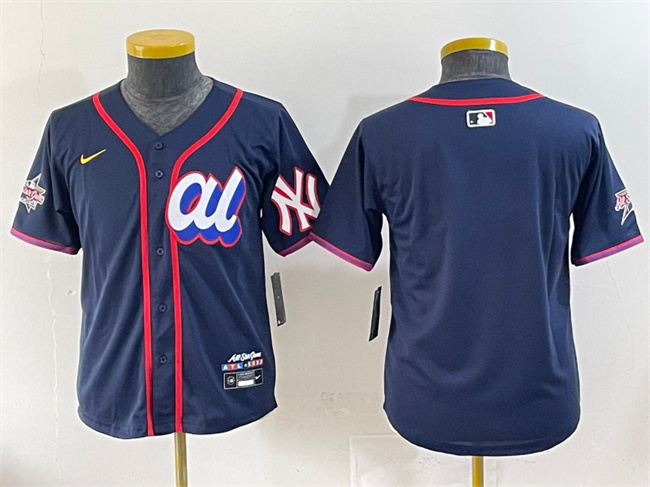 Women's American League New York Yankees Blank Navy 2025 All-Star Edition Limited Stitched Baseball Jersey(Run Small)