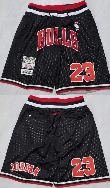 Men's Chicago Bulls #23 Michael Jordan Black Shorts (Run Small)