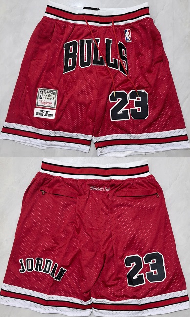 Men's Chicago Bulls #23 Michael Jordan Red Shorts (Run Small)