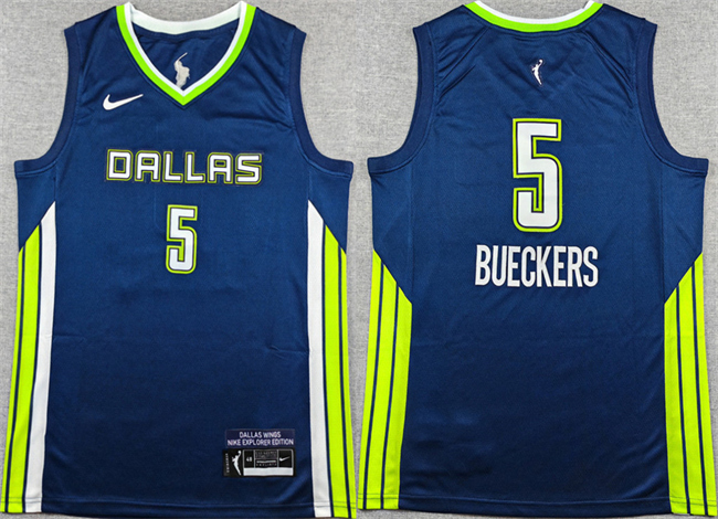 Men's Dallas Wings #5 Paige Bueckers Navy Stitched Basketball Jersey