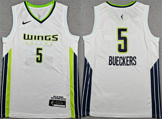 Men's Dallas Wings #5 Paige Bueckers White Stitched Basketball Jersey