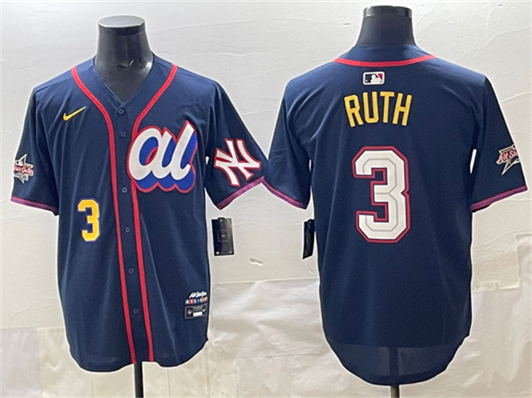 Men's American League #3 Babe Ruth Navy 2025 All-Star Edition Limited Stitched Baseball Jersey