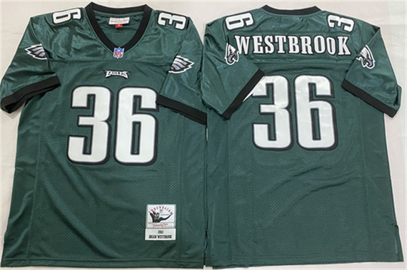 Men's Philadelphia Eagles #36 Brian Westbrook Green Throwback Football Stitched Jersey