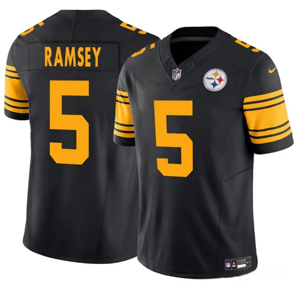 Men's Pittsburgh Steelers #5 Jalen Ramsey Black 2025 F.U.S.E. Color Rush Vapor Limited Football Stitched Jersey