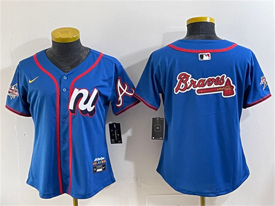 Women's National League Atlanta Braves Team Big Logo Blue 2025 All-Star Edition Limited Stitched Jersey(Run Small)