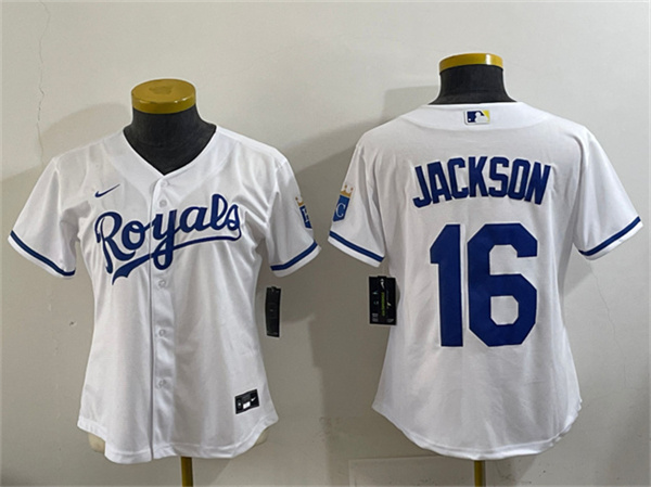 Youth Kansas City Royals #16 Bo Jackson White Cool Base Stitched Baseball Jersey