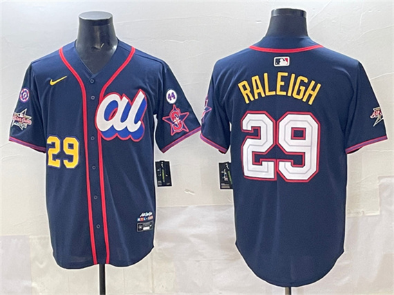 Men's American League #29 Cal Raleigh Navy 2025 All-Star Edition V3 Limited Stitched Baseball Jersey