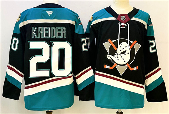 Men's Anaheim Ducks #20 Chris Kreider Black Teal 2024-25 Stitched Jersey